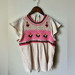 THML bright pink embroidered top